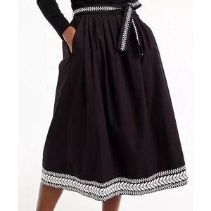 J. Crew Black and White Midi A-Line Skirt